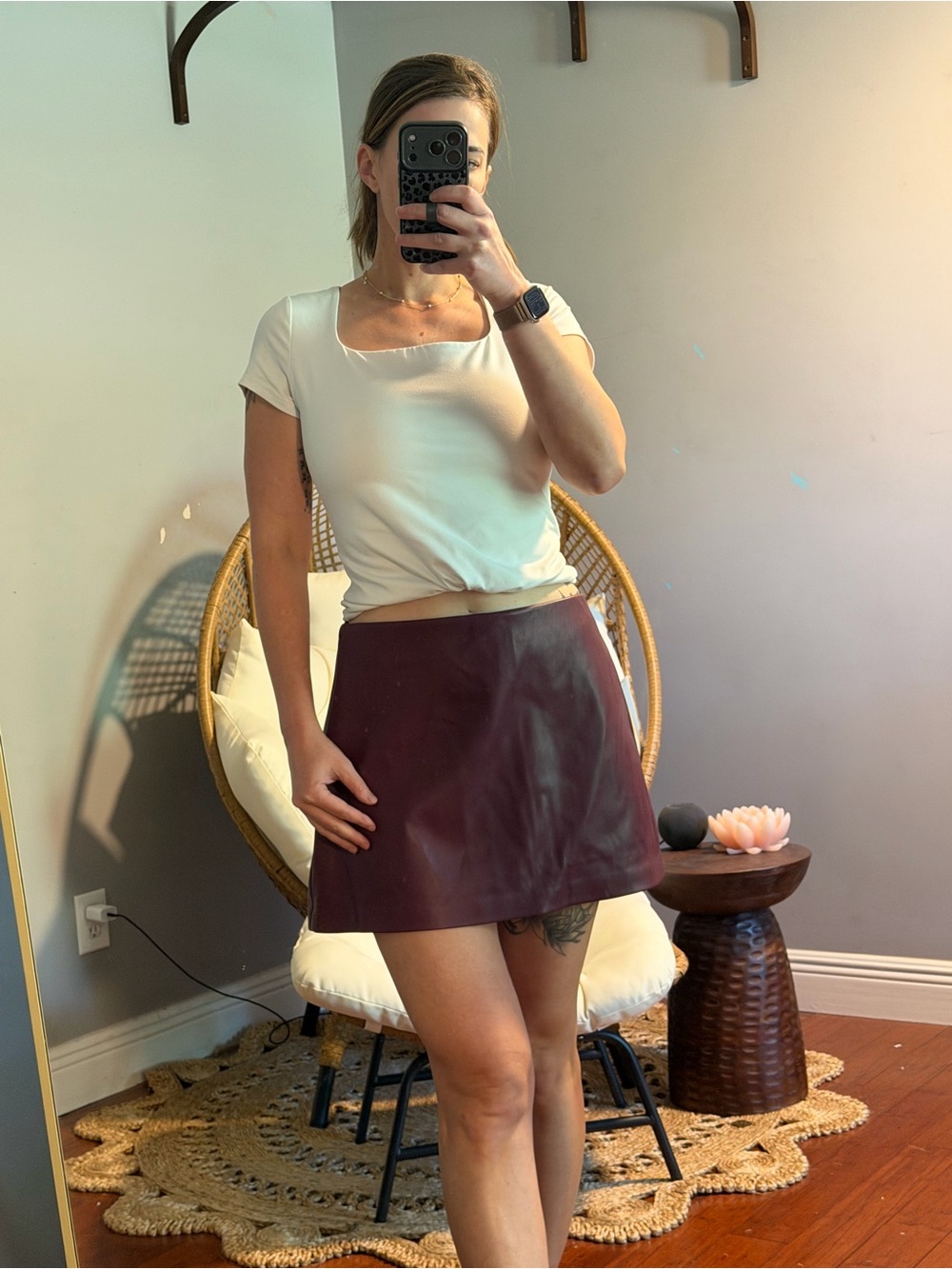 Abercrombie & Fitch Burgundy A-Line Mini Skirt with built in shorts- Women's